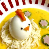 お子様に！冷製ポタージュのパスタ風巣籠もりそうめん